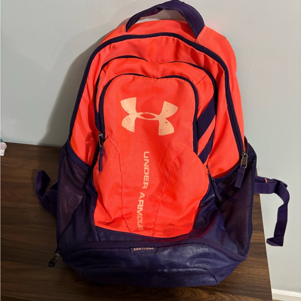 Under Armour Men's Vibrant Orange and Deep Purple Backpack